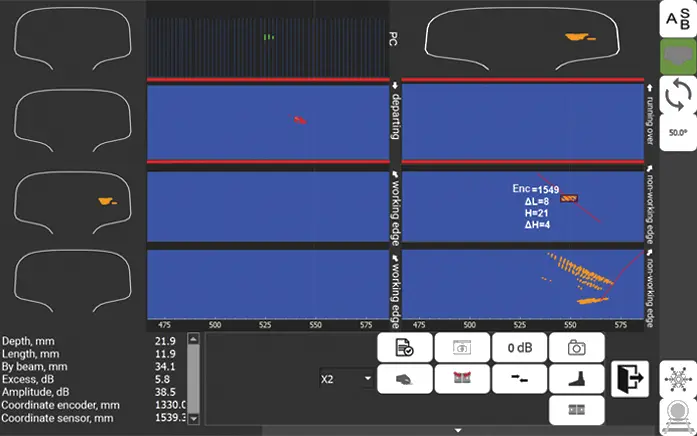 Detailing the rail head defect — B-scan, D-scan